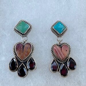 Sterling Nakai Navajo Earrings w/ turquoise and multicolor stones